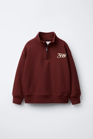 Burgundy | 0039/782/606 - Zara Комплект из толстовки на молнии и брюк-джоггеров с текстом