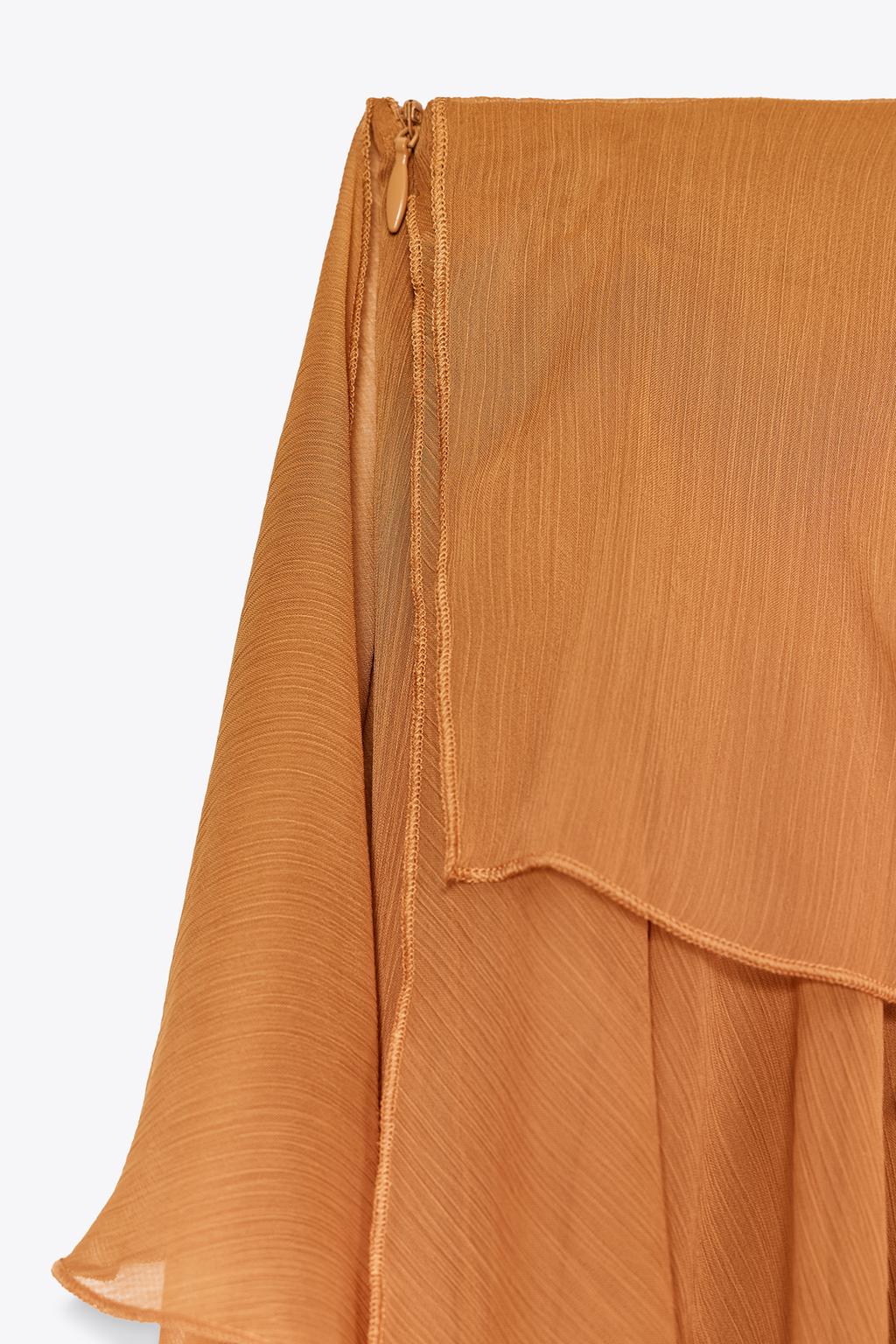 ЮБКА МИДИ С АСИММЕТРИЧНЫМИ ВОЛАНАМИ — ZW COLLECTION