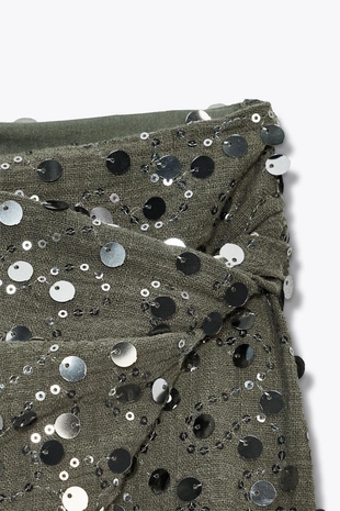 Мини-юбка с пайетками и запахом- Заказать в России