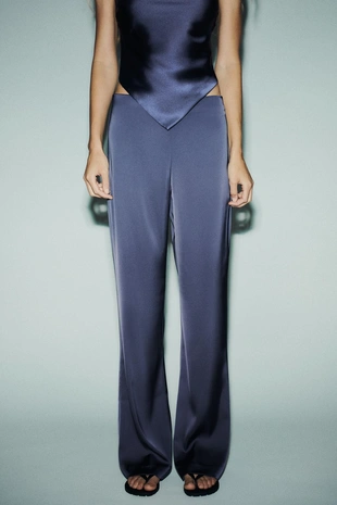 Атласные брюки с высокой посадкой