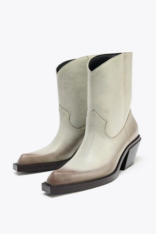 Кожаные ботильоны в ковбойском стиле- Заказать в России