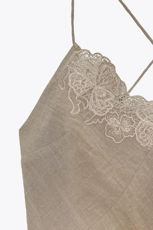 Платье-комбинация миди с вышивкой- Заказать в России