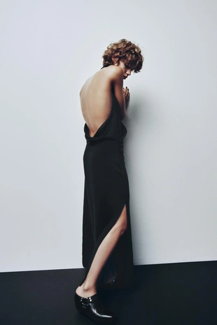 Платье миди из струящейся ткани со сборками- Заказать в России