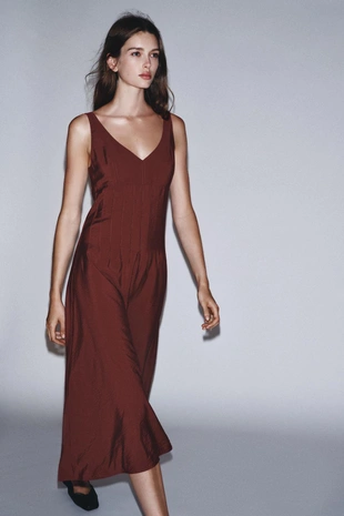 Платье-миди с кулисками- Заказать в России