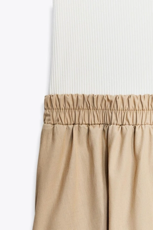 Комбинированное платье-миди из поплина