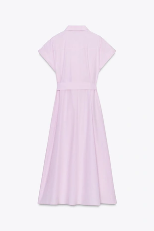 Платье-миди из поплина с ремнем- Заказать в России