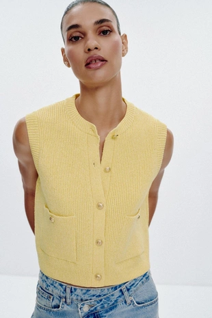 Однотонный трикотажный топ без рукавов