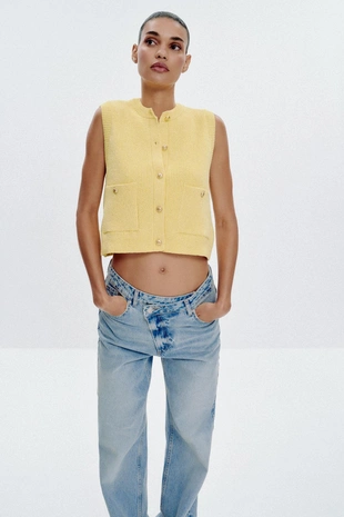 Однотонный трикотажный топ без рукавов