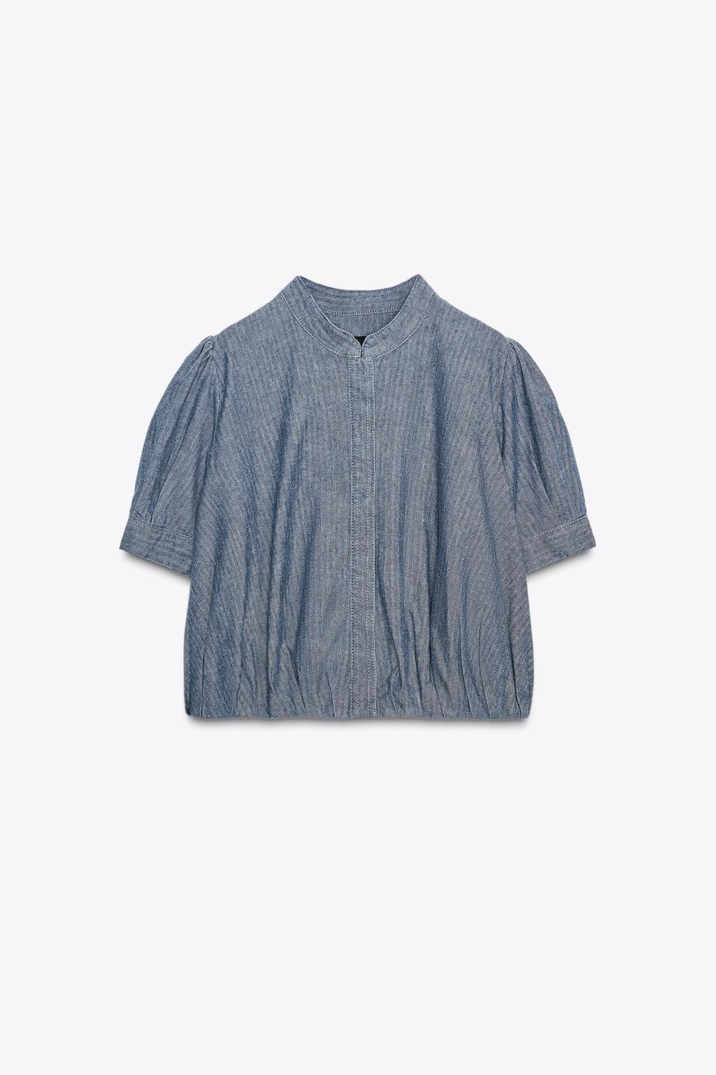 ДЖИНСОВАЯ РУБАШКА СО СКЛАДКАМИ — ZW COLLECTION