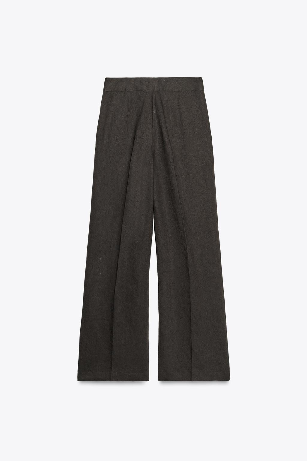 БРЮКИ ИЗ СМЕСОВОГО ЛЬНА С ЗАЩИПАМИ — ZW COLLECTION