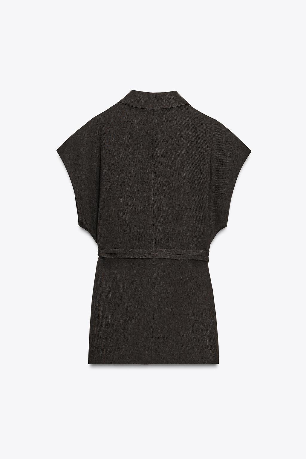 ДВУБОРТНЫЙ ЖИЛЕТ ИЗ СМЕСОВОГО ЛЬНА — ZW COLLECTION