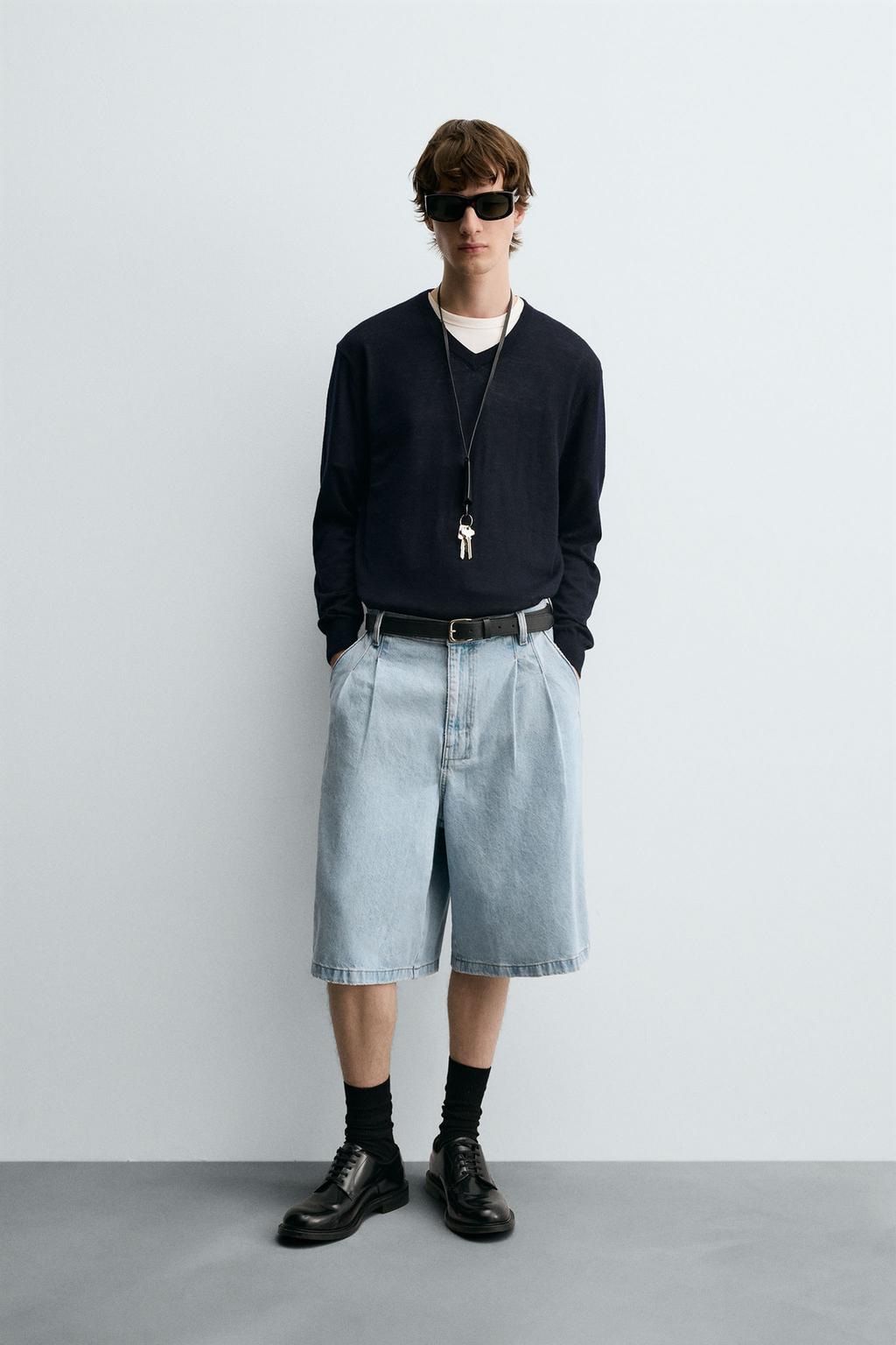 ДЖИНСОВЫЕ ШОРТЫ RELAXED FIT СО СКЛАДКАМИ