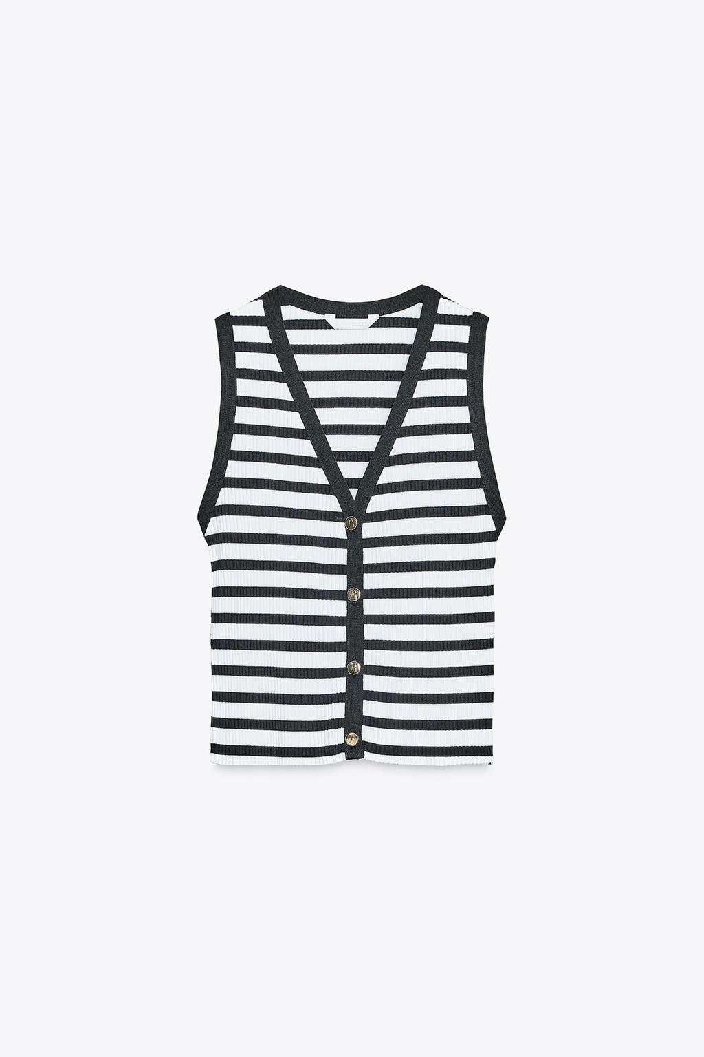 ЖИЛЕТ В ПОЛОСКУ С ПУГОВИЦАМИ ZARA