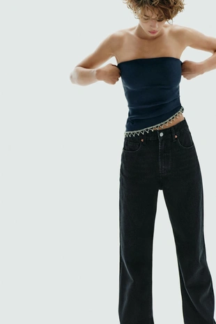 Топ без бретелей с отделкой драгоценностями- Заказать в России