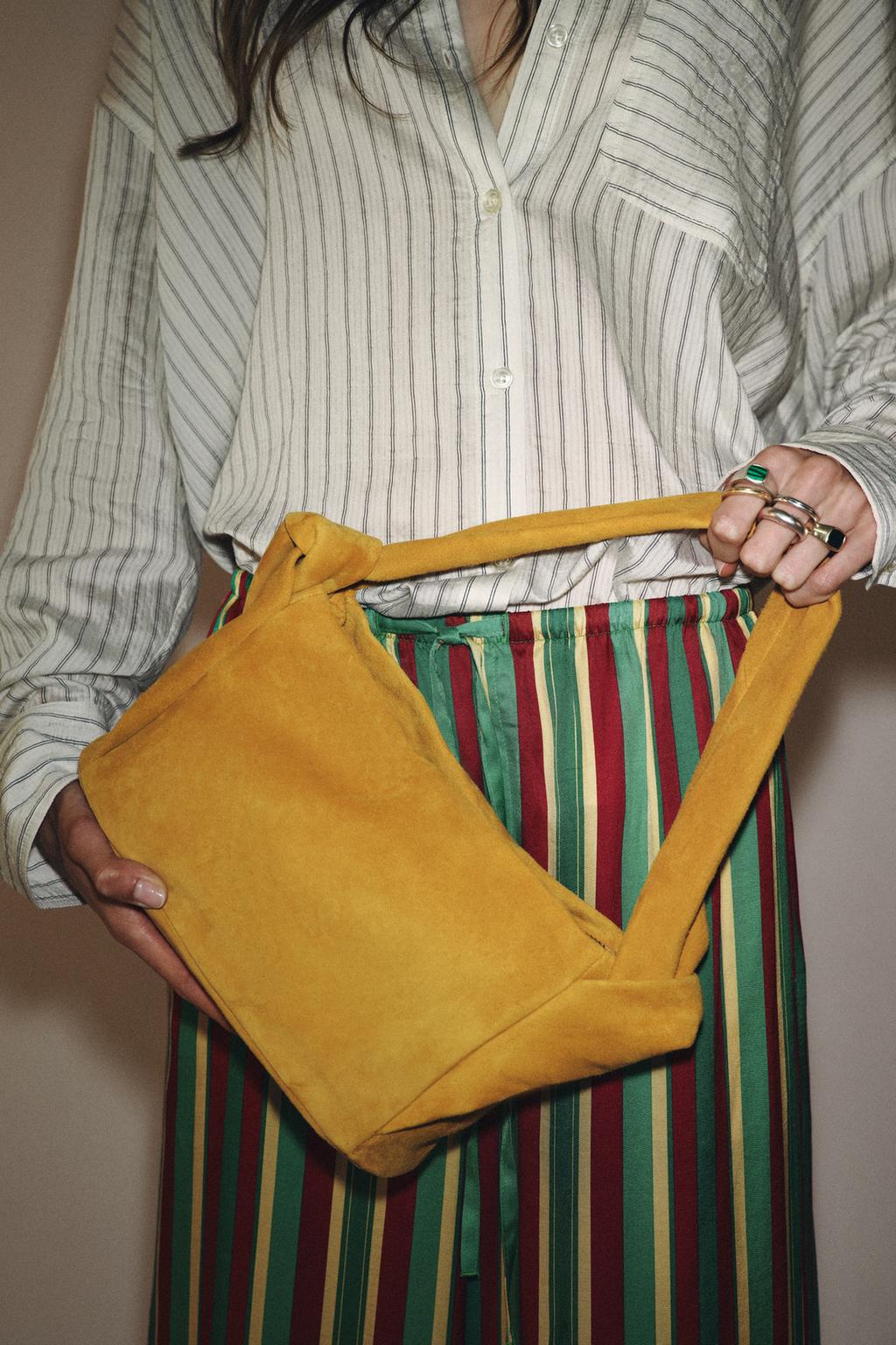 Zara Замшевая сумка - Цвет горчично-желтый - mustard yellow | 6232/610