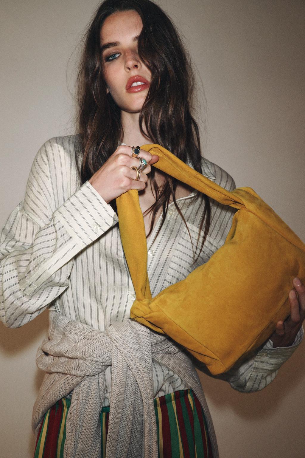そらページ Zara Замшевая сумка - Цвет горчично-желтый - mustard yellow | 6232/610