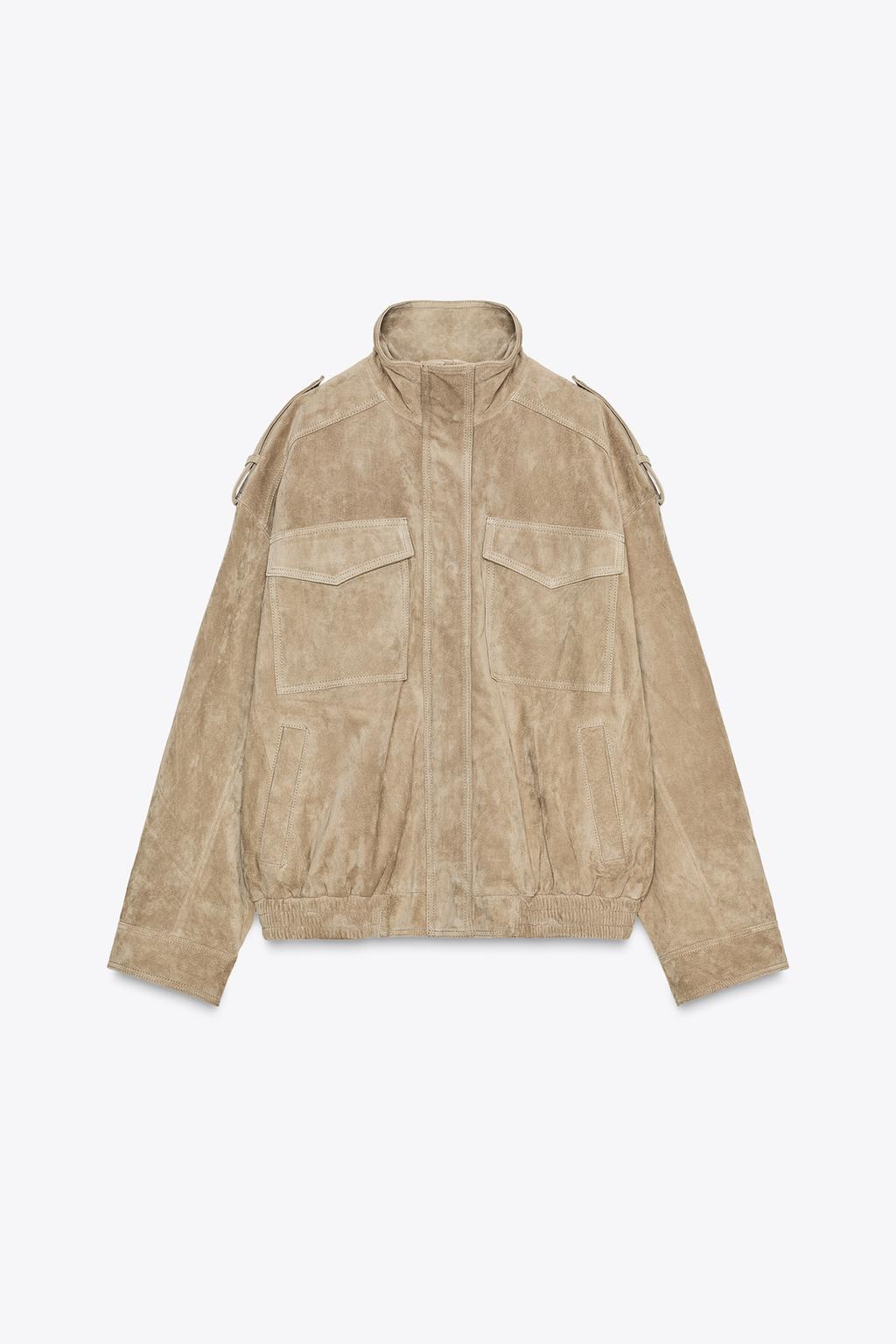 Zara Замшевая куртка - Цвет серовато-коричневый - brown / taupe