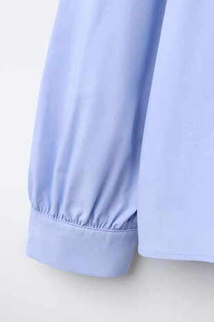 Рубашка с воротником, отделанным волнистой тесьмой- Заказать в России