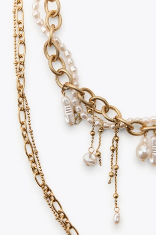 Набор из 2 ожерелий-цепочек с жемчугом- Заказать в России