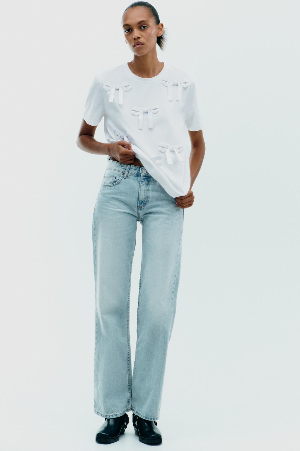 Zara Футболка с лентами - Цвет белый - white | 1165/801