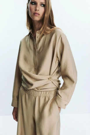 Широкие брюки с эластичной талией- Заказать в России