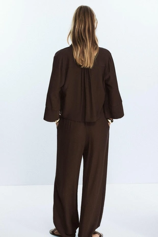 Широкие брюки из ткани бамбула- Заказать в России