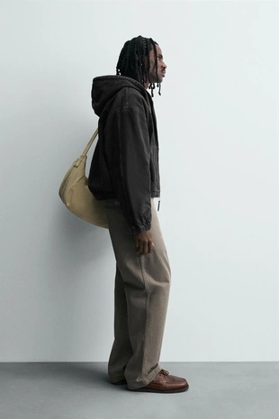 Куртка из ткани с эффектом потертости с капюшоном