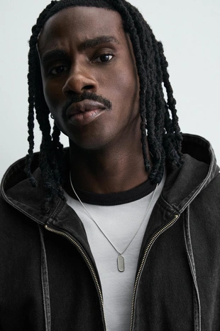 Куртка из ткани с эффектом потертости с капюшоном- Заказать в России