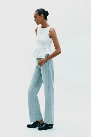 Топ с бретелями и баской- Заказать в России