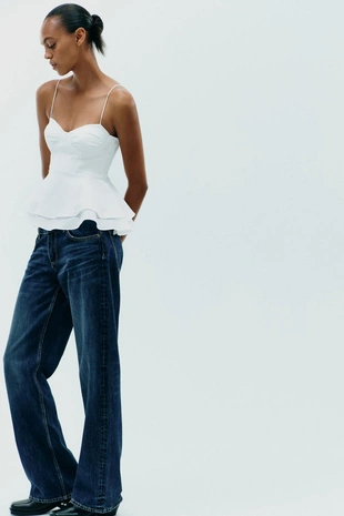 Комбинированный топ с баской- Заказать в России