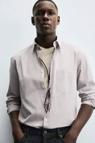 Жаккардовая рубашка в полоску- Заказать в России