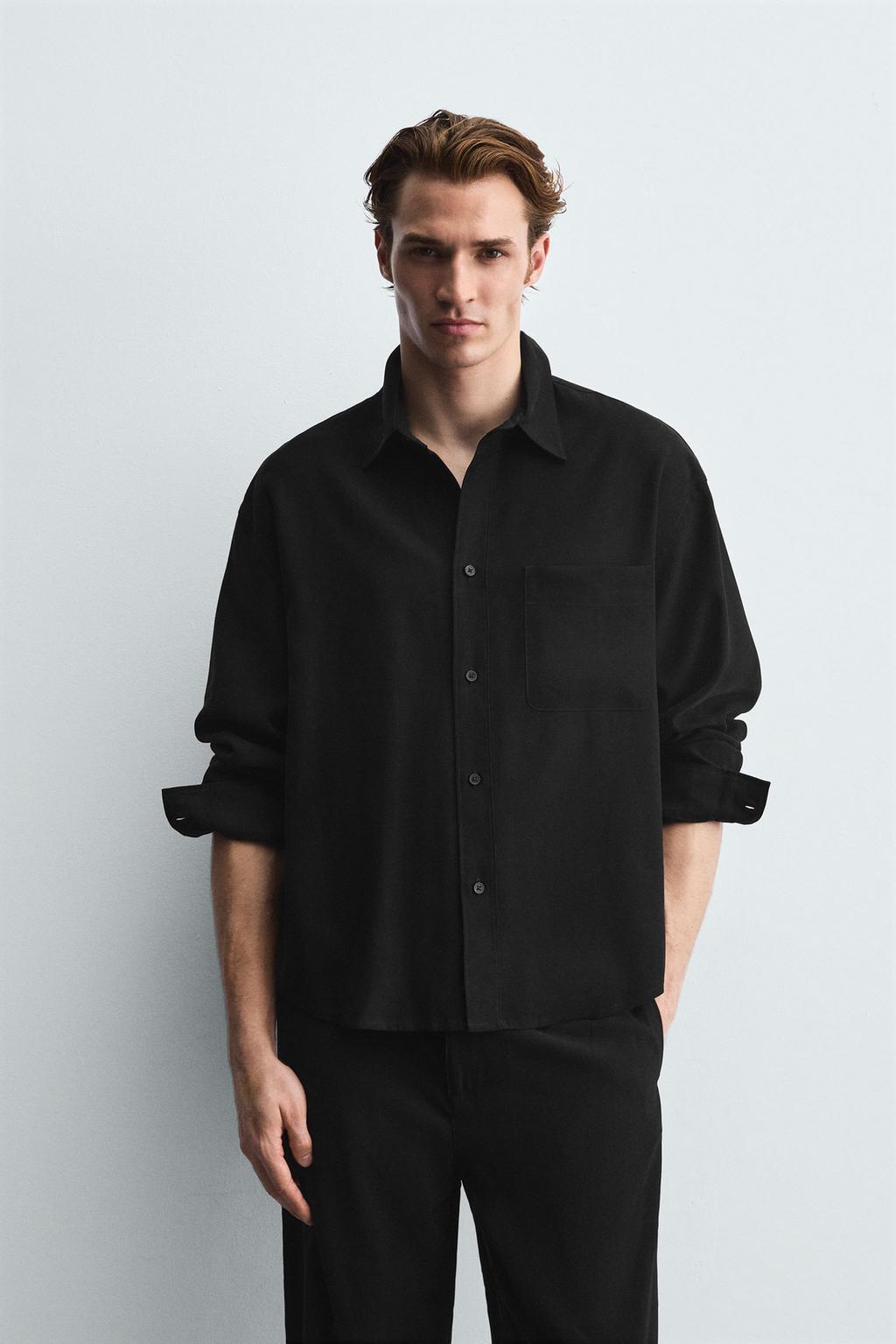 РУБАШКА RELAXED FIT ИЗ СТРУЯЩЕЙСЯ ТКАНИ