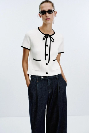 Трикотажная куртка с контрастной отделкой- Заказать в России