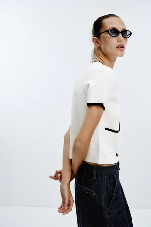 Трикотажная куртка с контрастной отделкой- Заказать в России