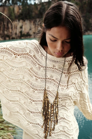 Джемпер ажурной вязки- Заказать в России