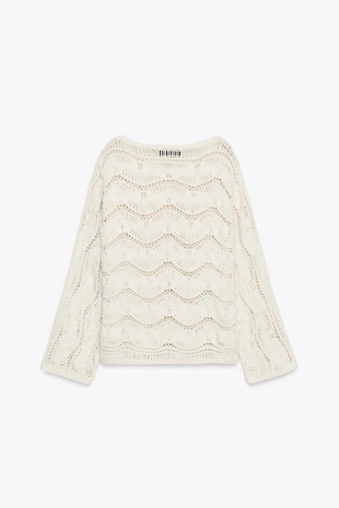 Джемпер ажурной вязки- Заказать в России