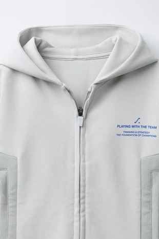 Ecru | 1733/781/712 - Zara Спортивная толстовка на молнии с текстом