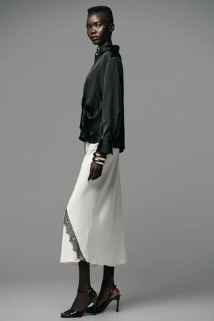 Black | 8653/335/800 - Zara Атласная рубашка с узлом