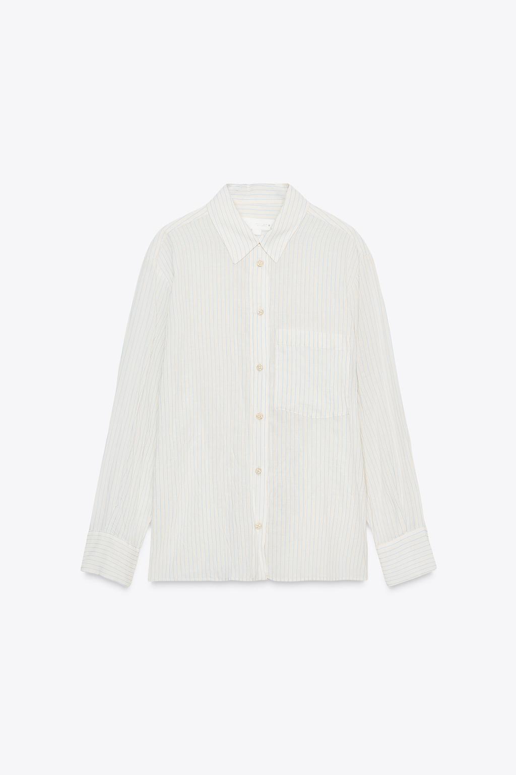 РУБАШКА В ПОЛОСКУ ИЗ ЖАТОЙ ТКАНИ — ZW COLLECTION