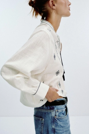 Блуза в стиле рустик с вышивкой- Заказать в России