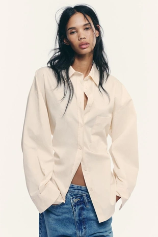 Рубашка оверсайз с завязками- Заказать в России