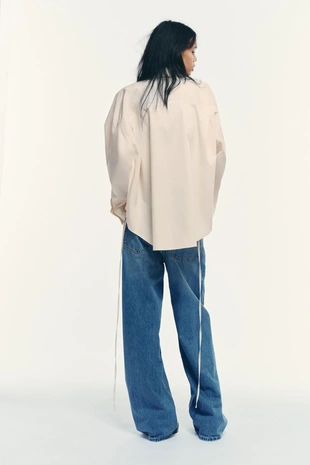 Рубашка оверсайз с завязками- Заказать в России