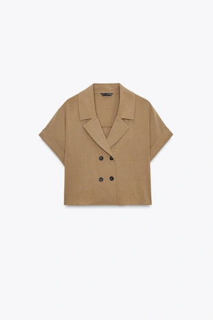 Brown | 8581/741/700 - Zara Короткая рубашка с запахом