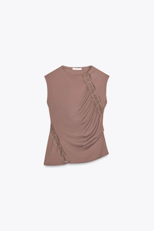 Топ из полиамида с кружевом- Заказать в России