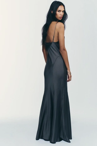 Длинное атласное платье- Заказать в России