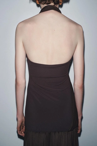 Комбинированное платье-халтер- Заказать в России