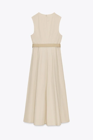 Поплиновое платье-миди с поясом- Заказать в России