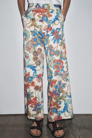 Укороченные расклешенные брюки с цветочным принтом ZW COLLECTION- Заказать в России