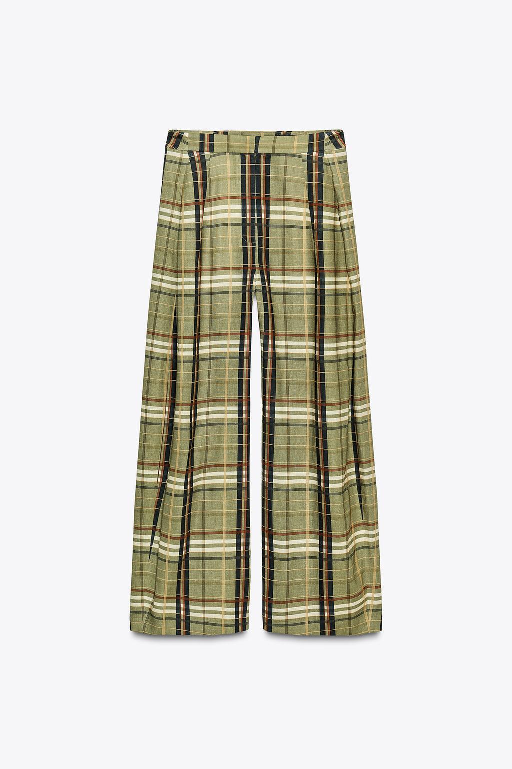 БРЮКИ В КЛЕТКУ ИЗ СМЕСОВОГО ЛЬНА — ZW COLLECTION