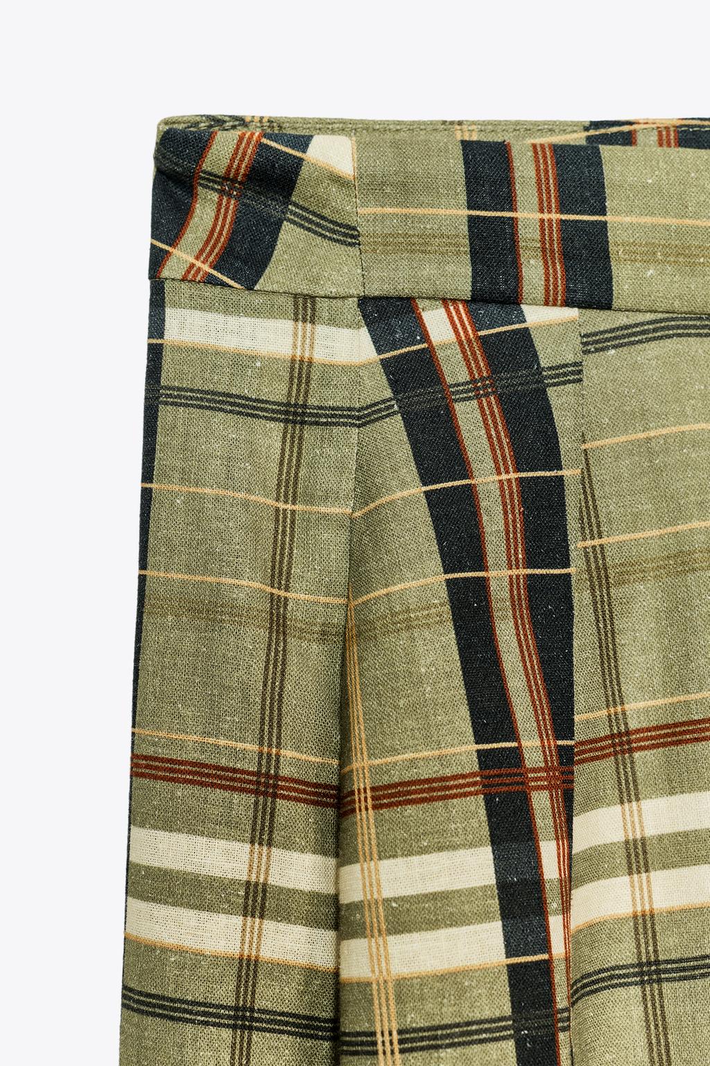 БРЮКИ В КЛЕТКУ ИЗ СМЕСОВОГО ЛЬНА — ZW COLLECTION